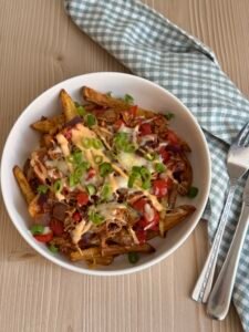 gezonde pulled chicken loaded fries